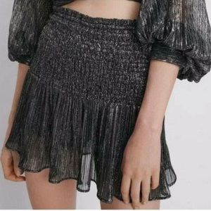 ZARA Metallic Ruffle Mini Skirt